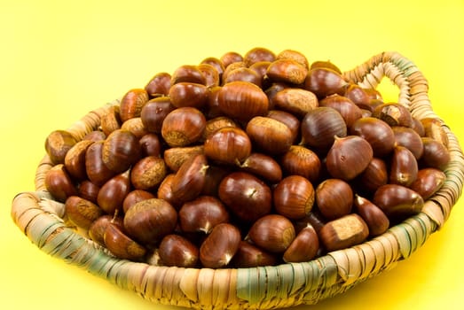 Edible chestnuts in basket