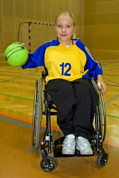 Sports for the disabled in wheelchairs,handball