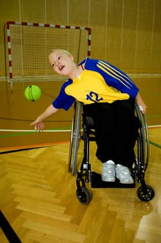 Sports for the disabled in wheelchairs,handball