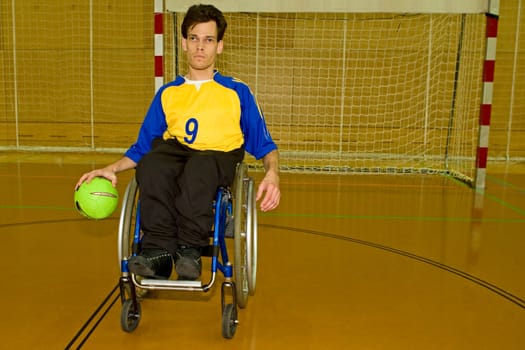 Sports for the disabled in wheelchairs,handball