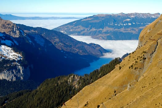 Sea of fog over the valleys,Grindelwald,Switzerland