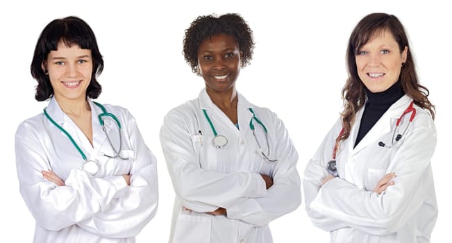 Multi-ethnic medical team of woman