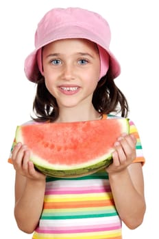 Adorable little girl with a watermelon