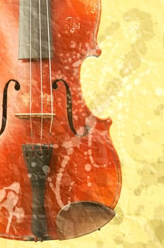 music background with old fiddle in grunge style