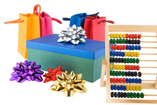 Christmas shopping with calculating machine