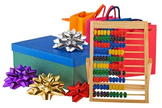 Christmas shopping with calculating machine