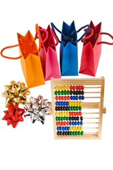 Christmas shopping with calculating machine