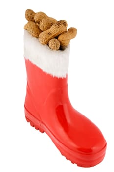 red boot with peanuts