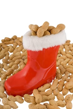 red boot with peanuts