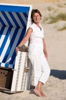 Woman at beach chair