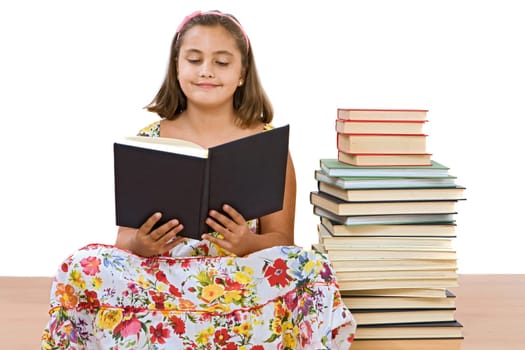 Adorable girl reading