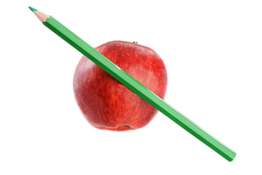Apple red with green pen