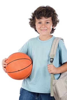Blond boy with a basketball