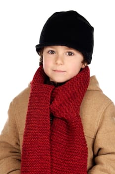 Child handsome wearing warm hat