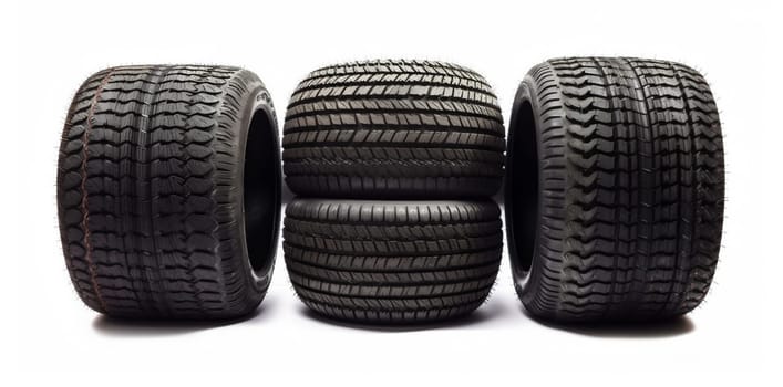 track object wheel isolated profile tire industry black new clean rim rubber tread background pattern car tyre white auto vehicle automobile. Generative AI.