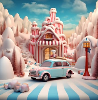 pink copy car retro candy tree holiday new sugar christmas space merry cane snow white winter present year xmas gift festive new. Generative AI.