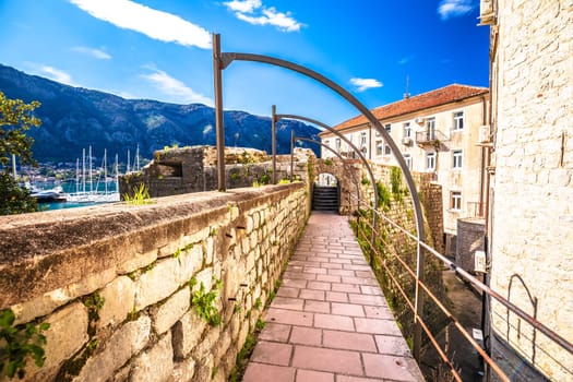 Town of Kotor coastline view from old city walls, coastline of Montenegro