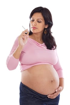 Pretty pregnant with a cigarette