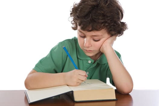 Adorable child write in book