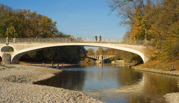 Autumn on Munich's Isar