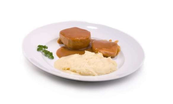 Plate of meatloaf and puree