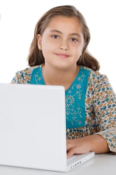 Adorable student with laptop