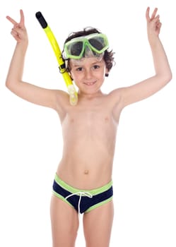 Child with diving mask