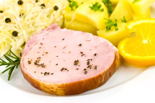 Kassel slices with potatoes,sour