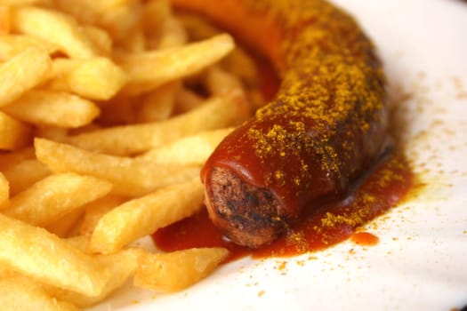 Currywurst with french fries