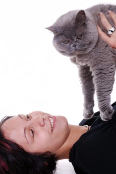 Young woman with cat