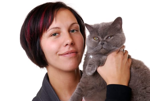 Young woman with cat