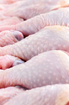 Raw chicken drumsticks