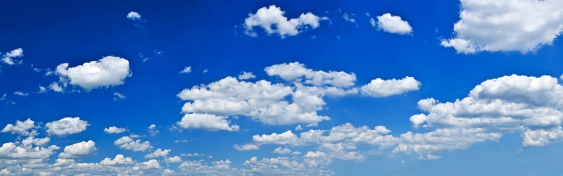 Panoramic blue sky with white clouds