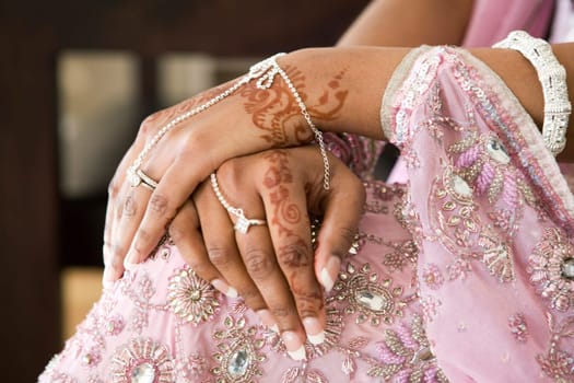 Bride Hand With Henna Tattoo, Indian Wedding