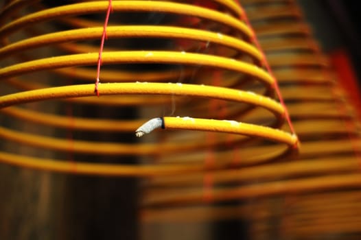 Buring incense coil