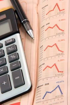 stock charts on newspaper