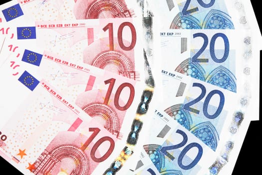 Money - 10 And 20 Euro Notes Detail