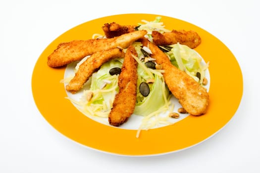 Salad with turkey strips