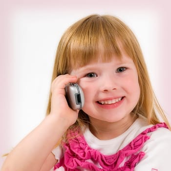 little girl make a phone call