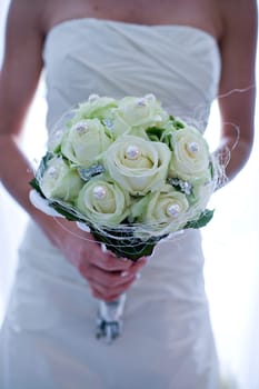 Bride holding bridal bouquet