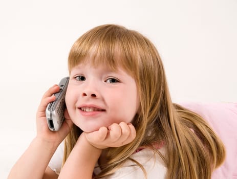 smiling girl at phone