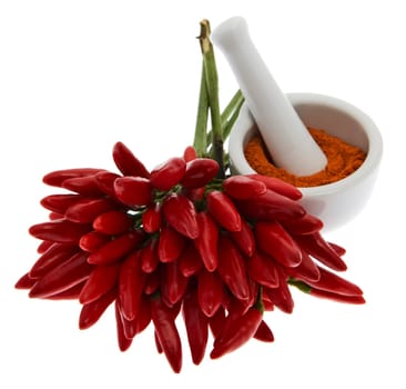 Chili,chili peppers with chili powder