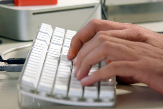 working with computer
