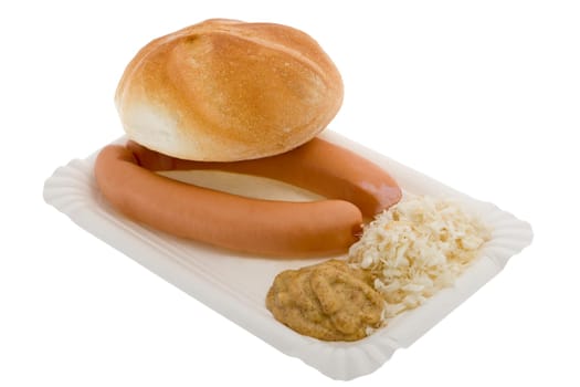 Sausages with mustard,horseradish and pastries