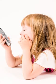 girl looking at phone