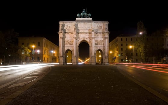Munich's Victory Gate at Night