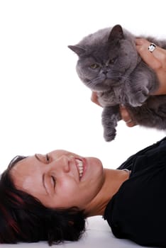 Young woman with cat