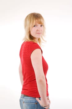 blonde looking over shoulder