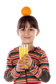 Girl drinking orange juice