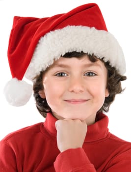 Adorable boy with red hat of Christmas